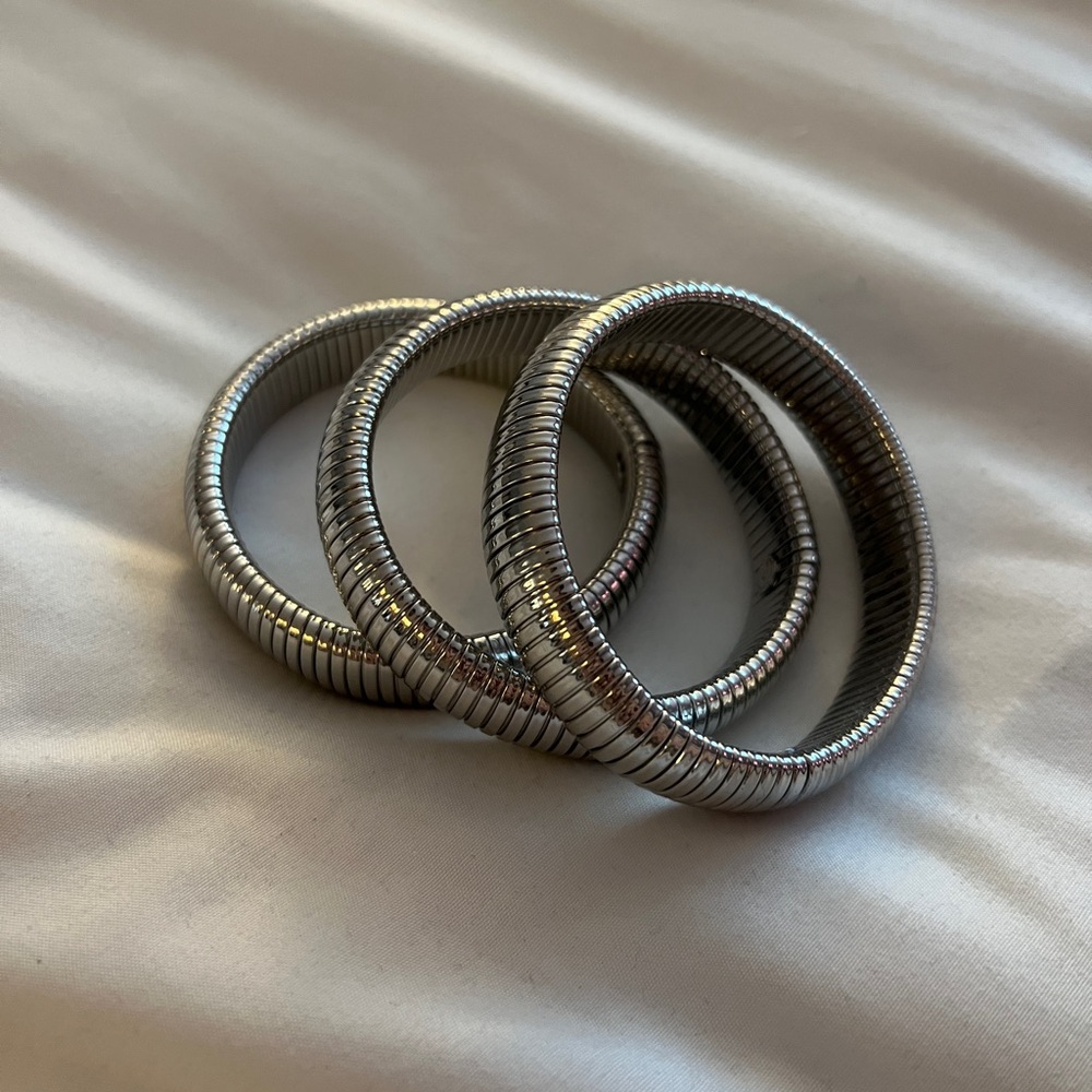 Silver Bangle Bracelet Set